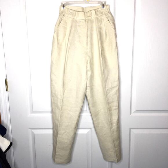 Premiere Designer 2 Pc. vintage Pant Jacket Suit Vintage LINEN Size 10 Cream - Picture 4 of 13